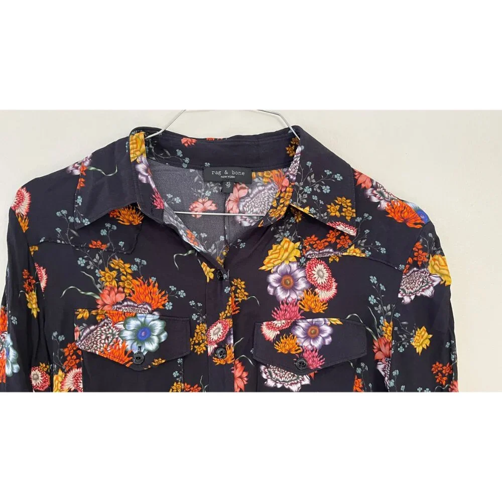 RAG & BONE FLORAL BLOUSE XS - Picture 2 of 7